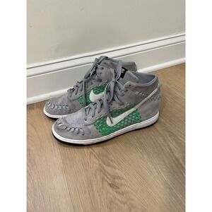 RARE Nike Dunk High Woven Stadium Grey Green Men's 12 555030-001